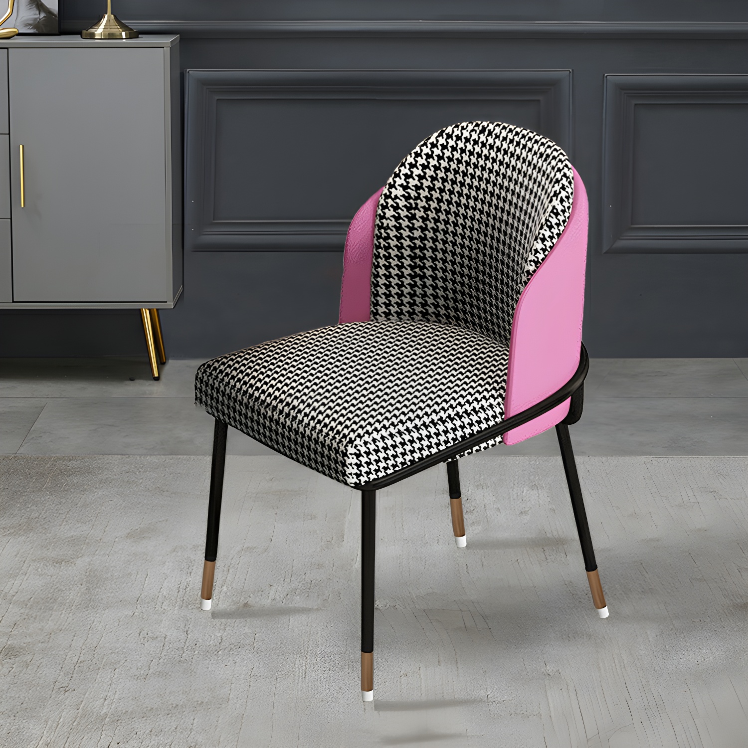 Glam Low-Back Upholstered Chair with Sleek Black Metal Legs for Kitchen & Dining - image 15