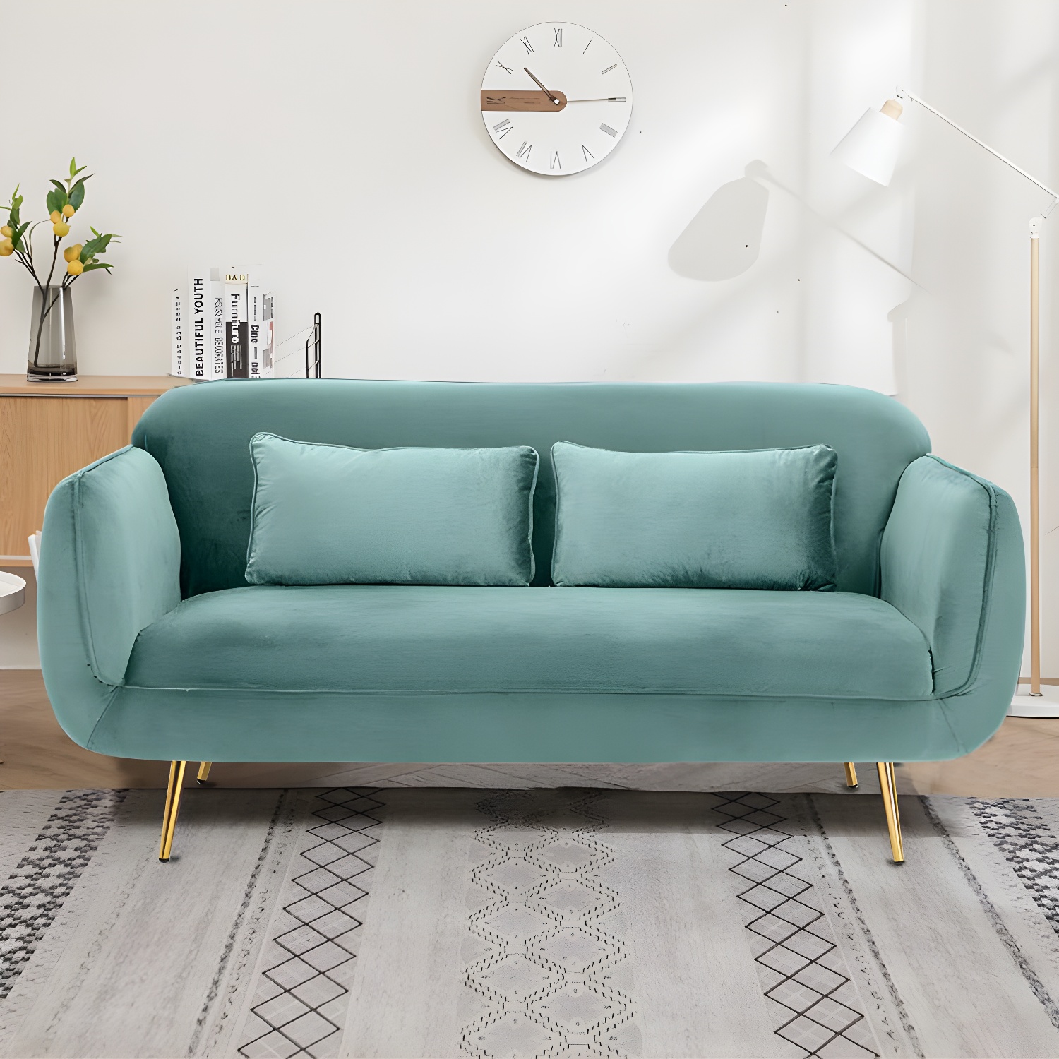 Glam Tight Back Loveseat with Flared Arm and Extra Pillows for Home and Apartment - image 14