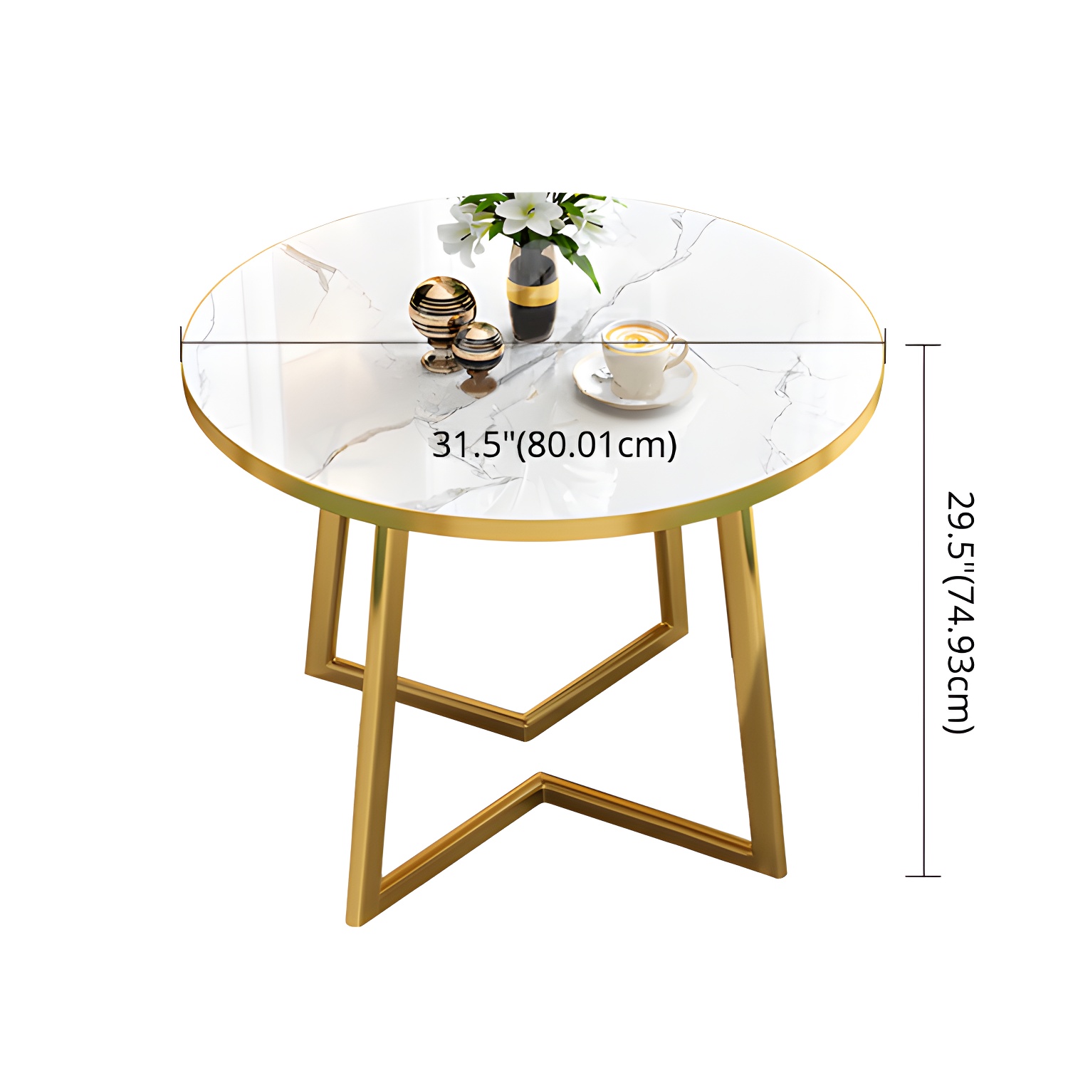 Round Standard Laminated Faux Marble Dining Set with Gold Metallic Legs for Dining Furniture - image 9