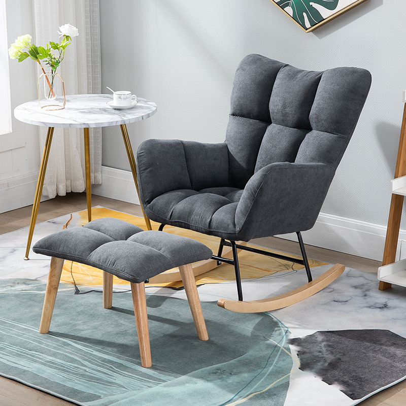 Contemporary Alloy Cushioned Living Room Rocking Chair 2 Piece Set with Footstool & Recessed Arm - image 21