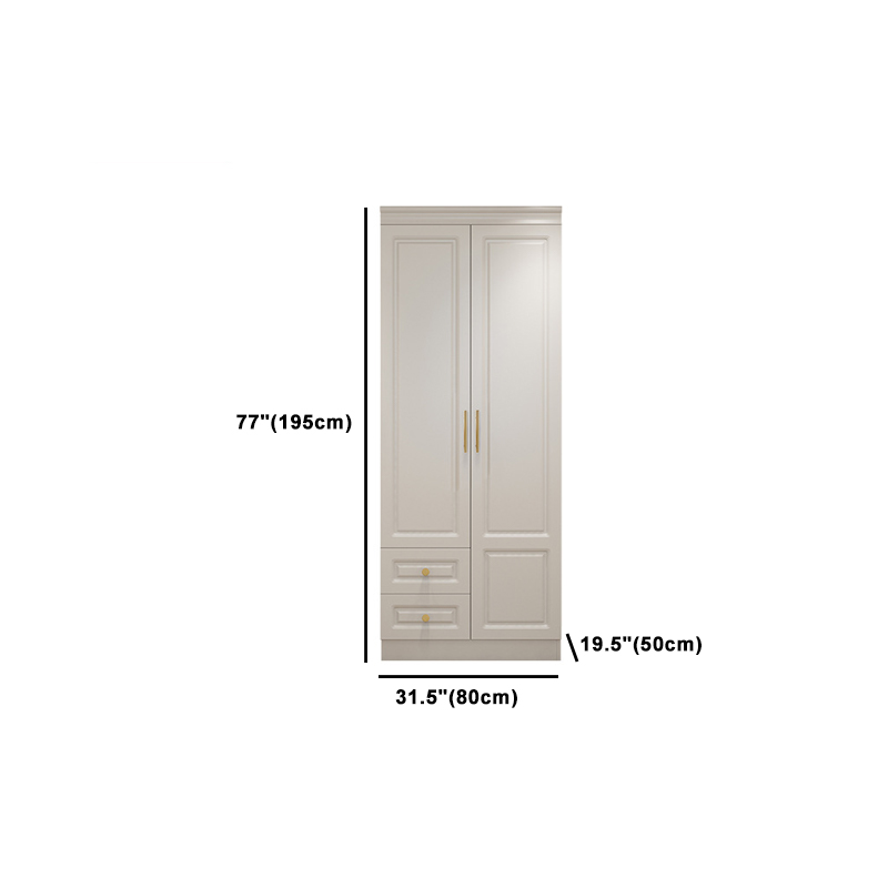 Art Deco Chalk Manufactured Wood Free Standing Interior Shelves Wardrobe with Soft Close Drawer and Hanging Rod - image 13