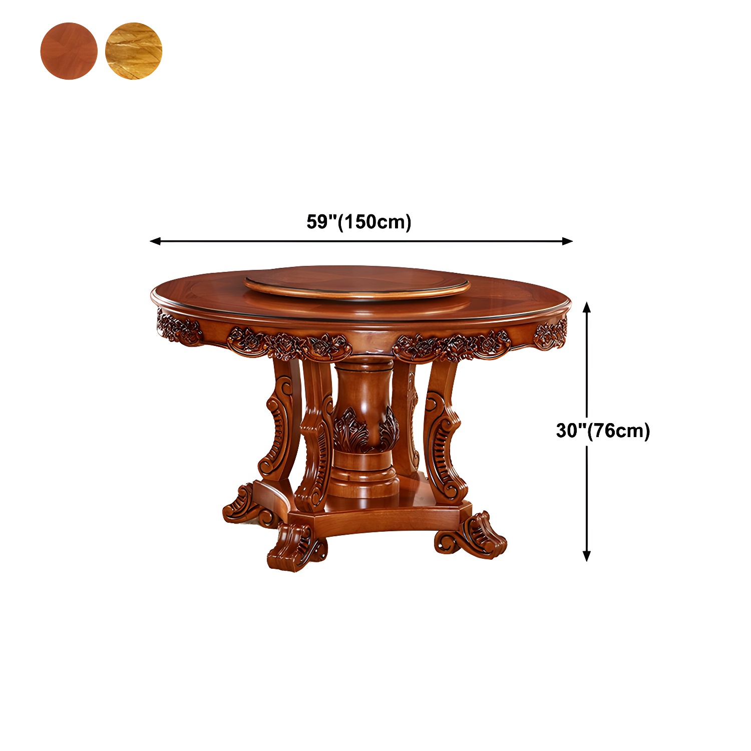 Rubberwood Base Victorian Round Table Pedestal Base Table for Dining Room - image 15