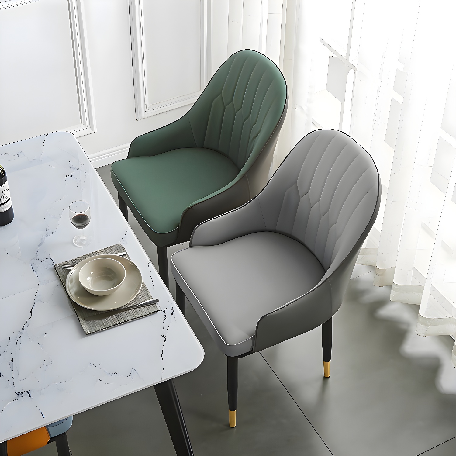Contemporary Metal Dining Room Chairs Upholstered Dining Armchairs for Home Use - image 10
