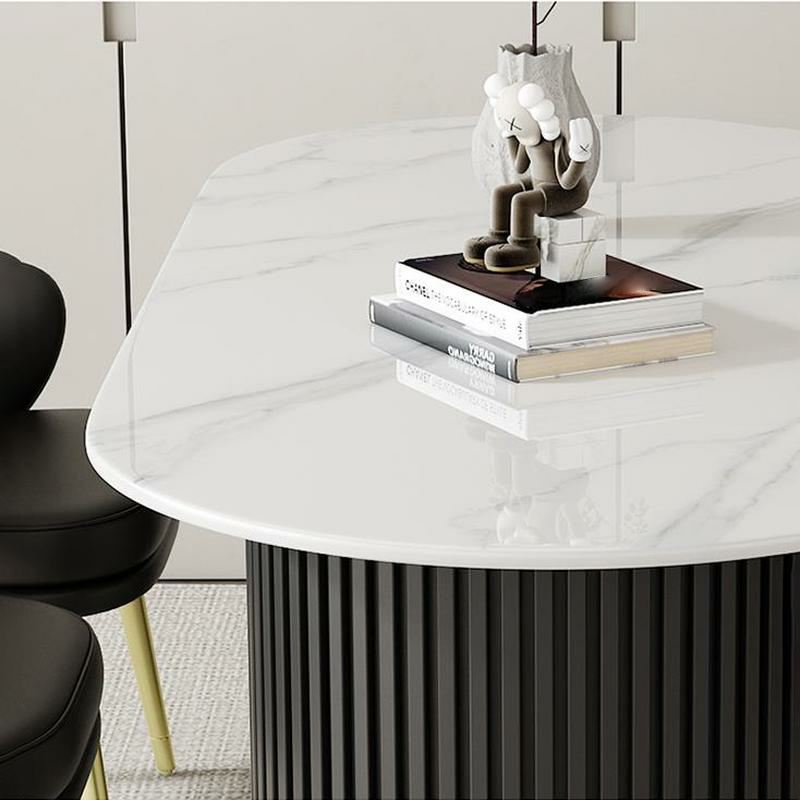 Contemporary Stone Top Oval Dining Table with Metal Legs for Dining Room - image 12
