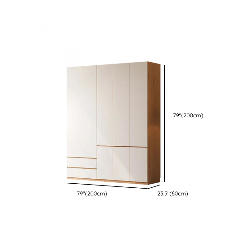White Minimalist Manufactured Wood Wardrobe Closet with Soft Close Drawer, Soft Close Door, Interior Shelves, and Clothing Rod - image 10