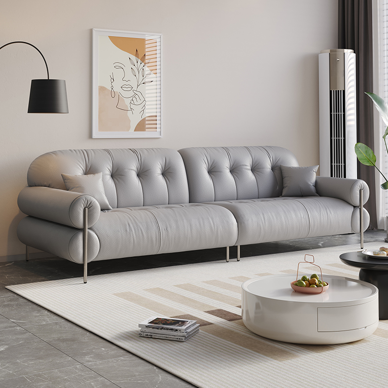 Tear Resistant Standard Sofa with Pu/Flannel Upholstery in Grey/Auburn/Ivory - image 7