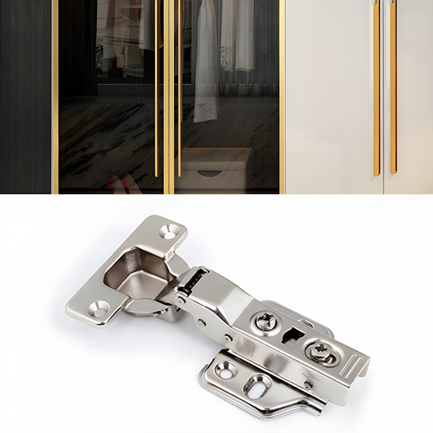 Modern Tempered Glass Doors Wardrobe Wood Frame Wardrobe without Light - image 9