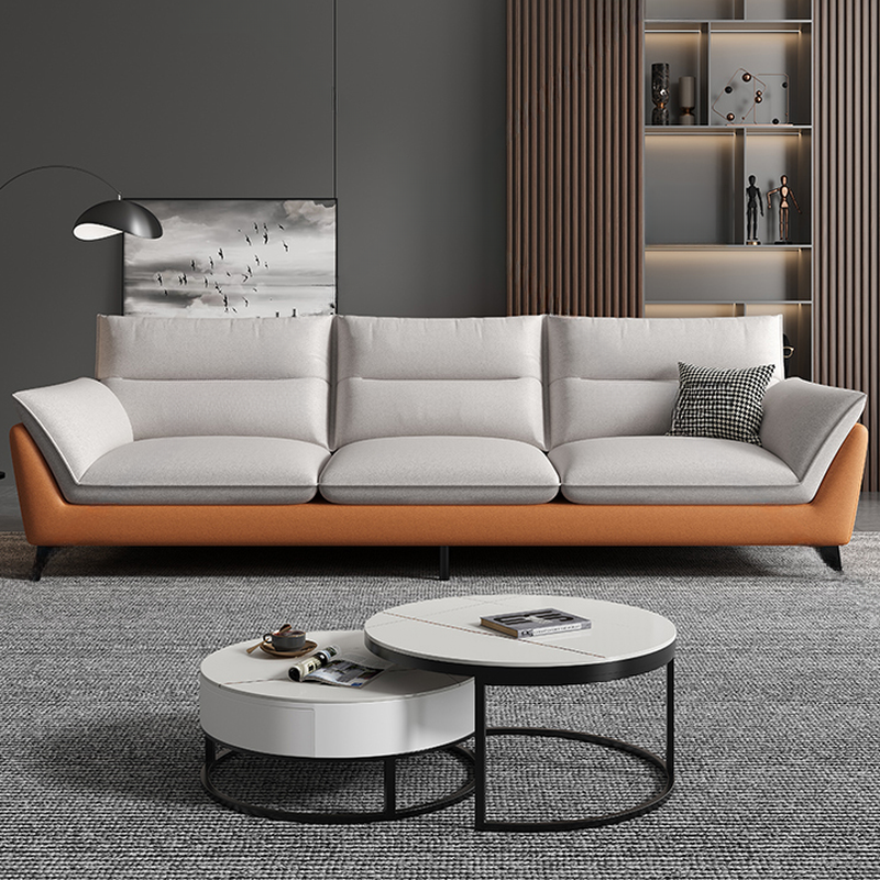 Tech ClothUpholstered Sofa Couch/Single Sofa in Chalk for Parlor with Flared Arm in a Modern Style