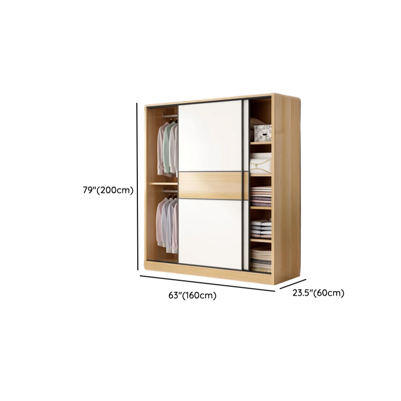 Natural Finish Modish Laminate Wardrobe Closet with 3-Drawer/4-Drawer, Interior Shelves, and Clothing Rod - image 9