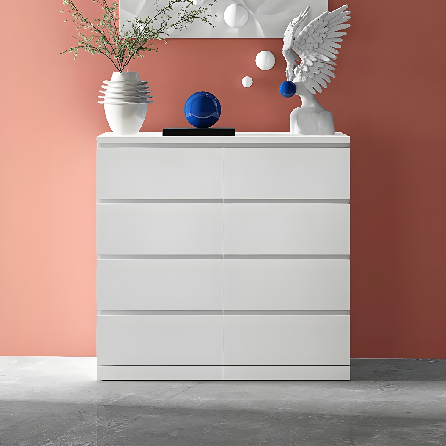 Contemporary 15.7" Wide White Chest Soft-Close Drawers Storage Chest - image 12