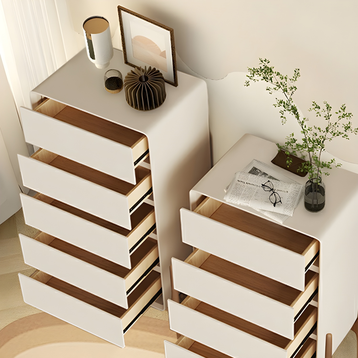 Modern Oak Wood And Leather Exterior Bachelor Chest with Soft-Close Drawers - Vertical Orientation - image 13
