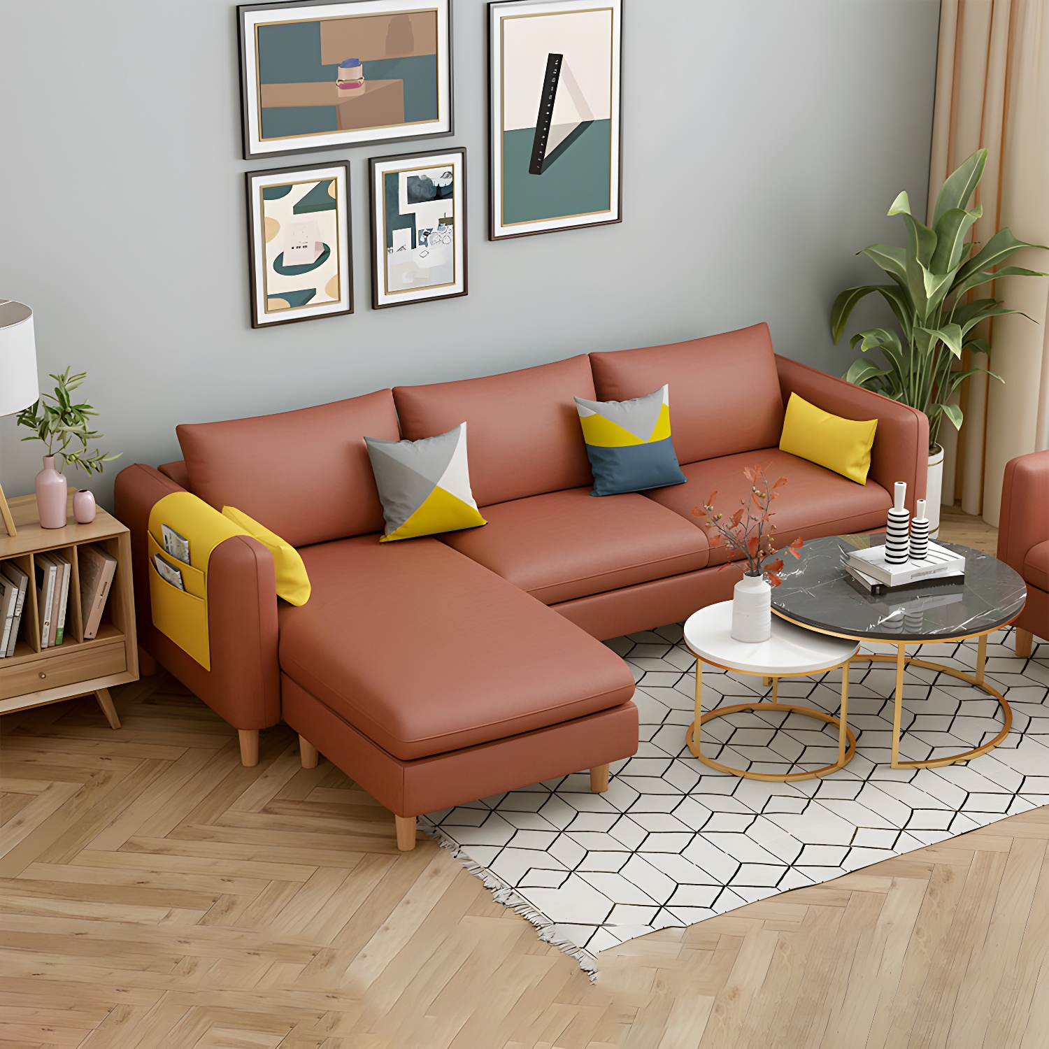 Modern Wooden Frame L-Shaped Sectional Sofa Chaise in Small Size with Storage Included - image 21