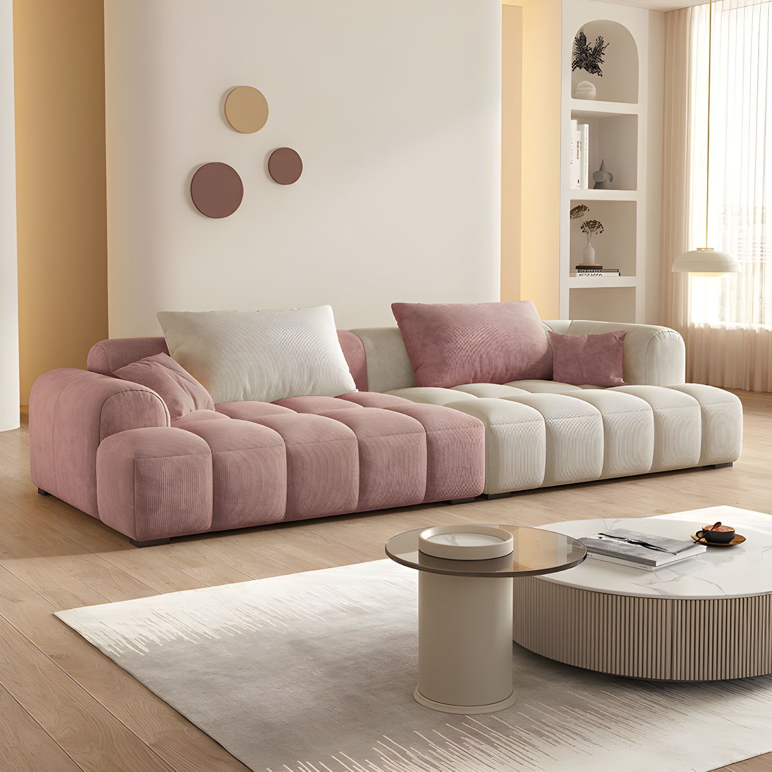 24.8" High Sofa with Tight Back Square Arm Corduroy for Apartment
