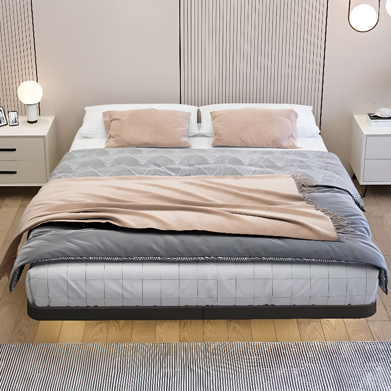 Trendy Alloy Floating Bed Tool-Free Assembly Bedroom, White/Black - image 3