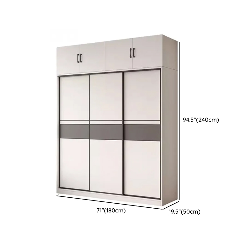 White Minimalist Manufactured Wood Wardrobe Closet with Interior Shelves and Clothing Rod - image 23