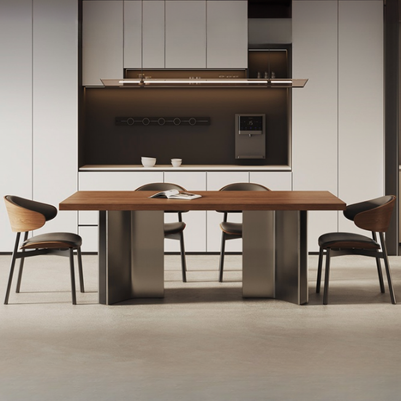 Dining Table Set with Ash Wood Top, Two-sided Pedestal Base, Padded Chair with Back for 6 People/4 People in Auburn