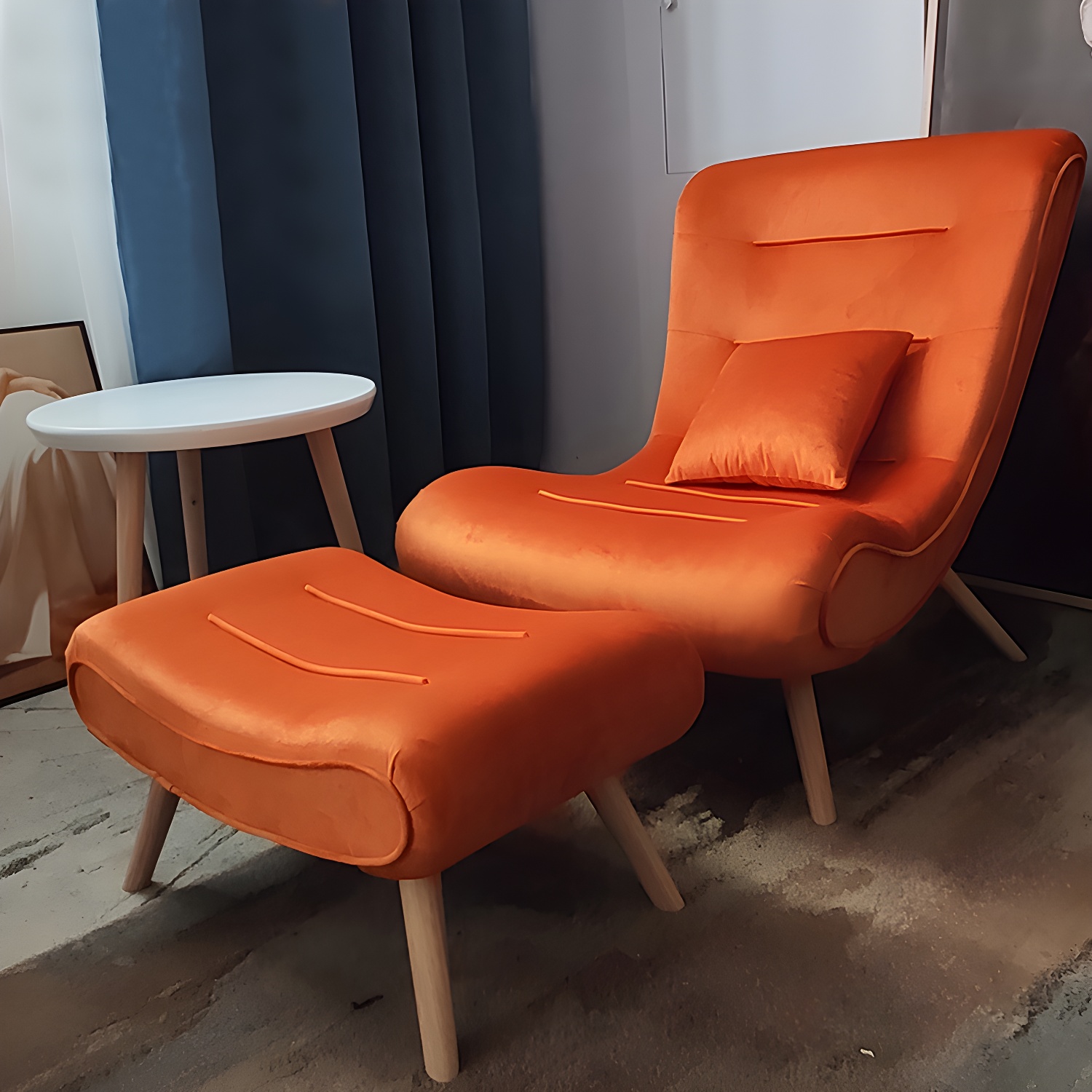 Modern Cushions Rocker Chair Solid Wood Frame Spindle Rocker Chair with Ottoman - image 8