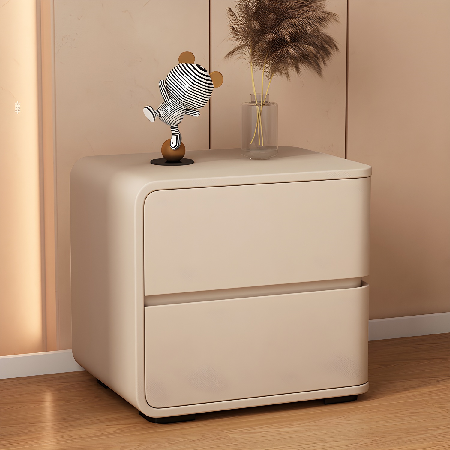 Contemporary Bed Nightstand Solid Wood Bedside Cabinet with 2 Drawers - image 5