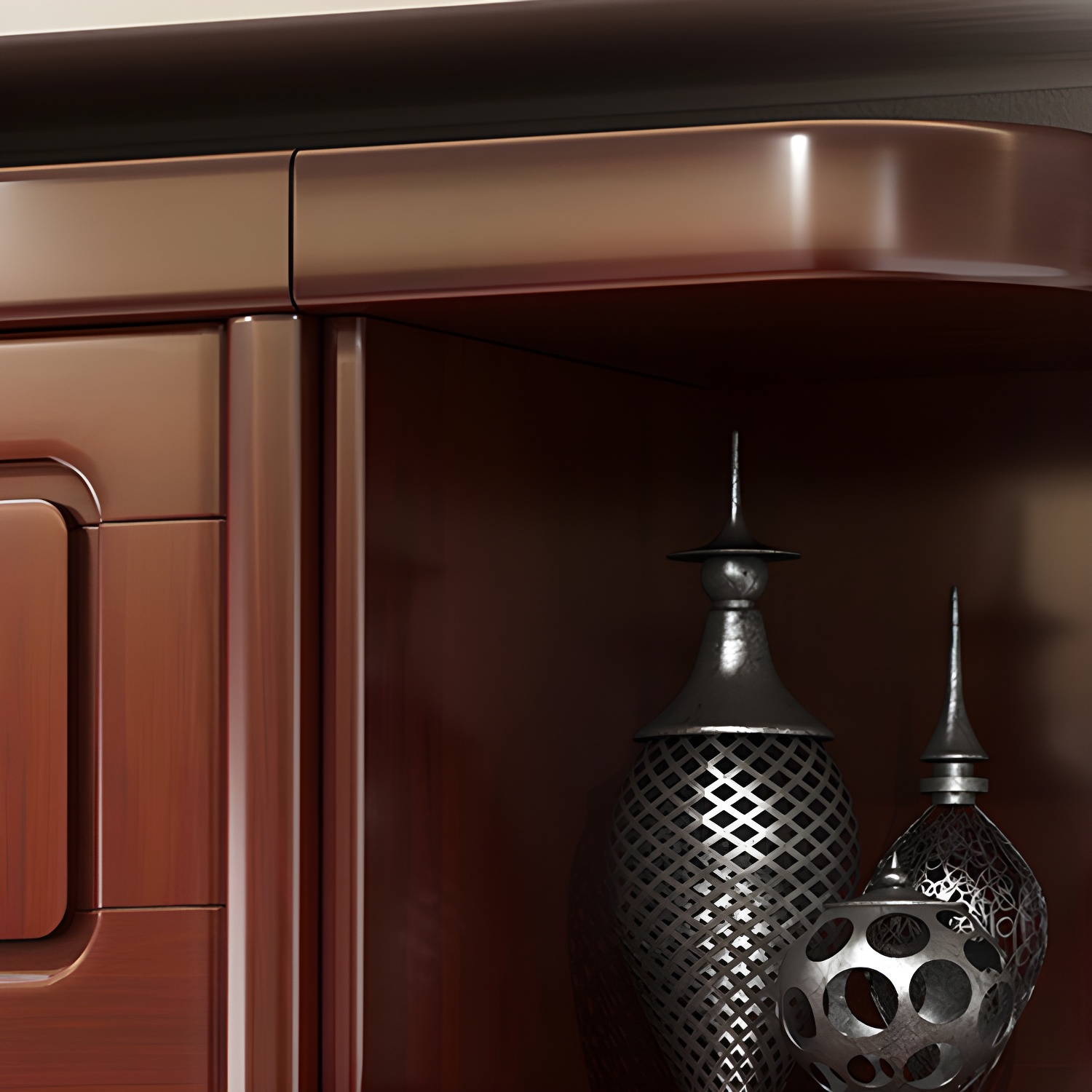 Traditional Wardrobe Cabinet Rubberwood Brown Wardrobe Armoire - image 8