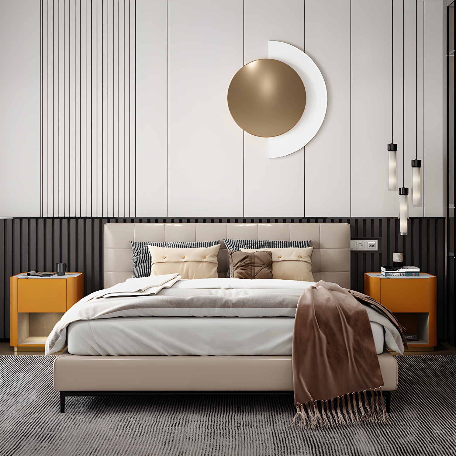 Modern Solid Wood and Slate Night Table Drawer Storage Bed Nightstand - image 17