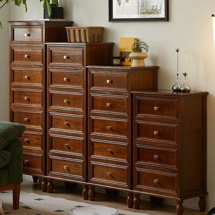 18 inch Rectangle Accent Cabinet with Drawers and Turned Legs, Solid Wood - image 3