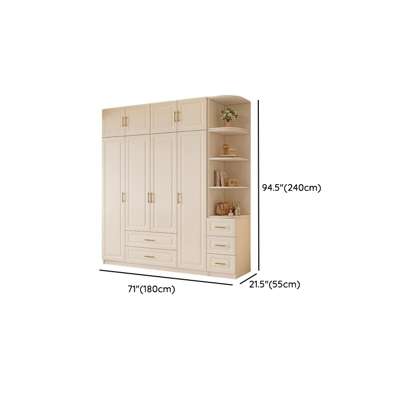 Chalk Modish Laminate Wardrobe Closet with Soft Close Drawer, Soft Close Door, Interior Shelves, and Clothing Rod - image 16