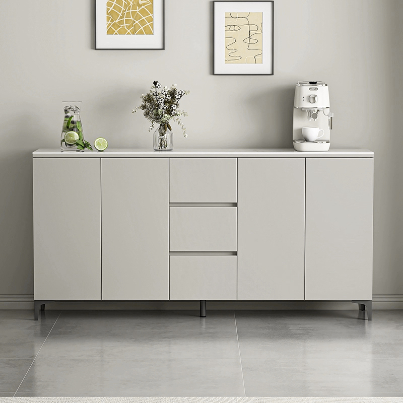 Contemporary Living Room Stone Top Sideboard with Doors and Drawers - image 2