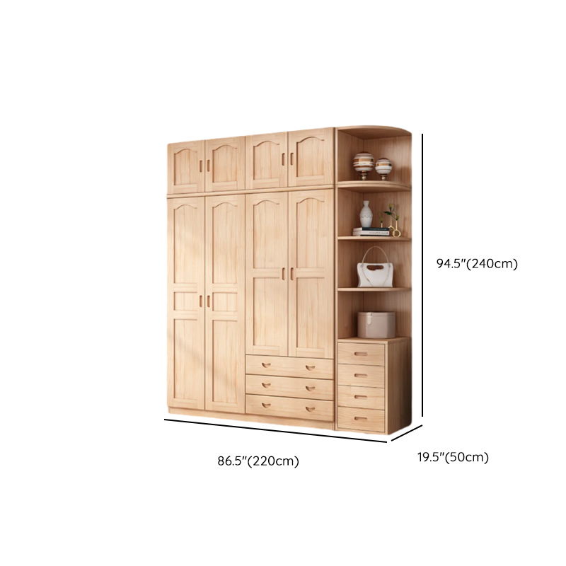 Modish Natural Color Reclaimed Wood Wardrobe Armoire with Soft Close Drawer, Soft Close Door - image 34