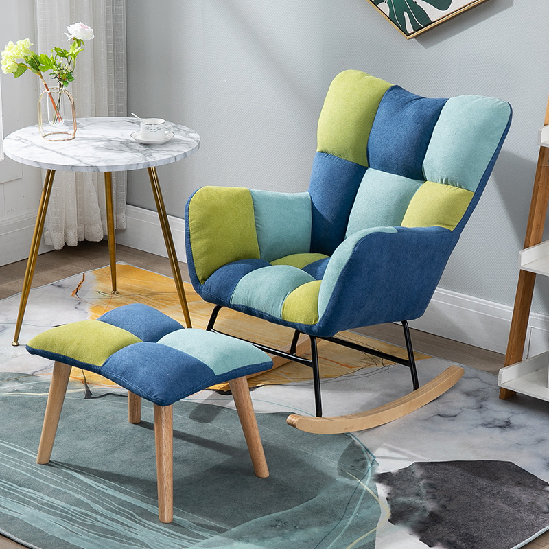 Contemporary Alloy Cushioned Living Room Rocking Chair 2 Piece Set with Footstool & Recessed Arm - image 18