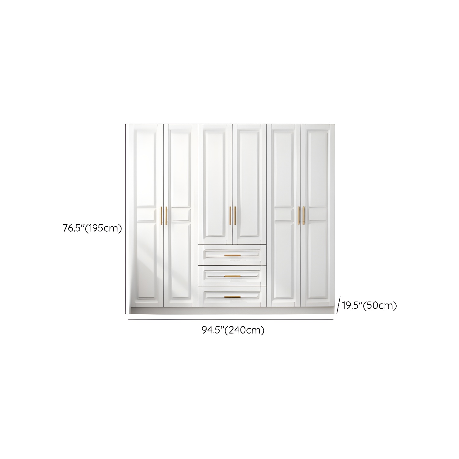 White Armoire Artificial Wood Wardrobe with Drawers and Clothes Rails Storage Cabinet - image 21