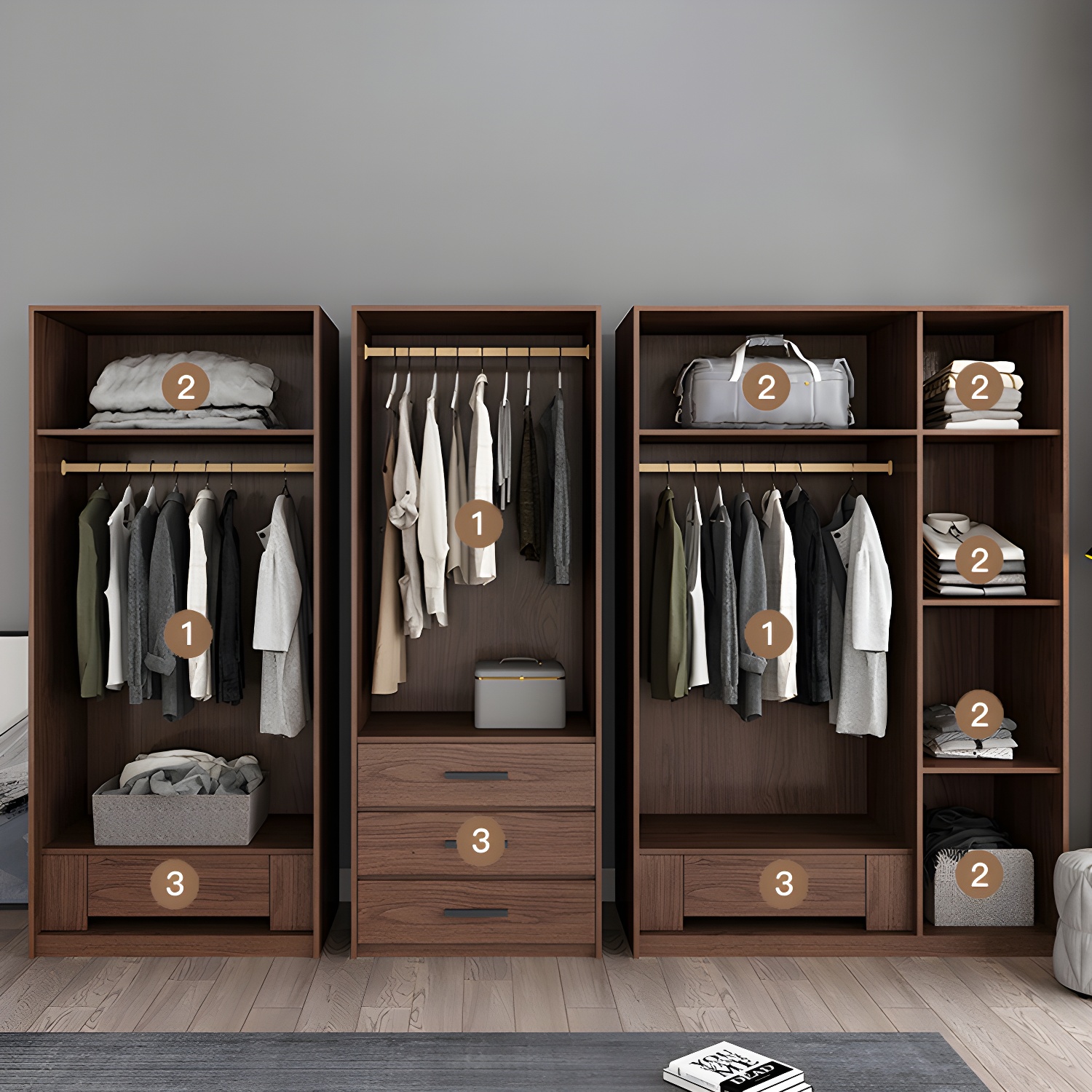 Contemporary Wardrobe with Garment Rod Engineered Wood Wardrobe Closet - image 12