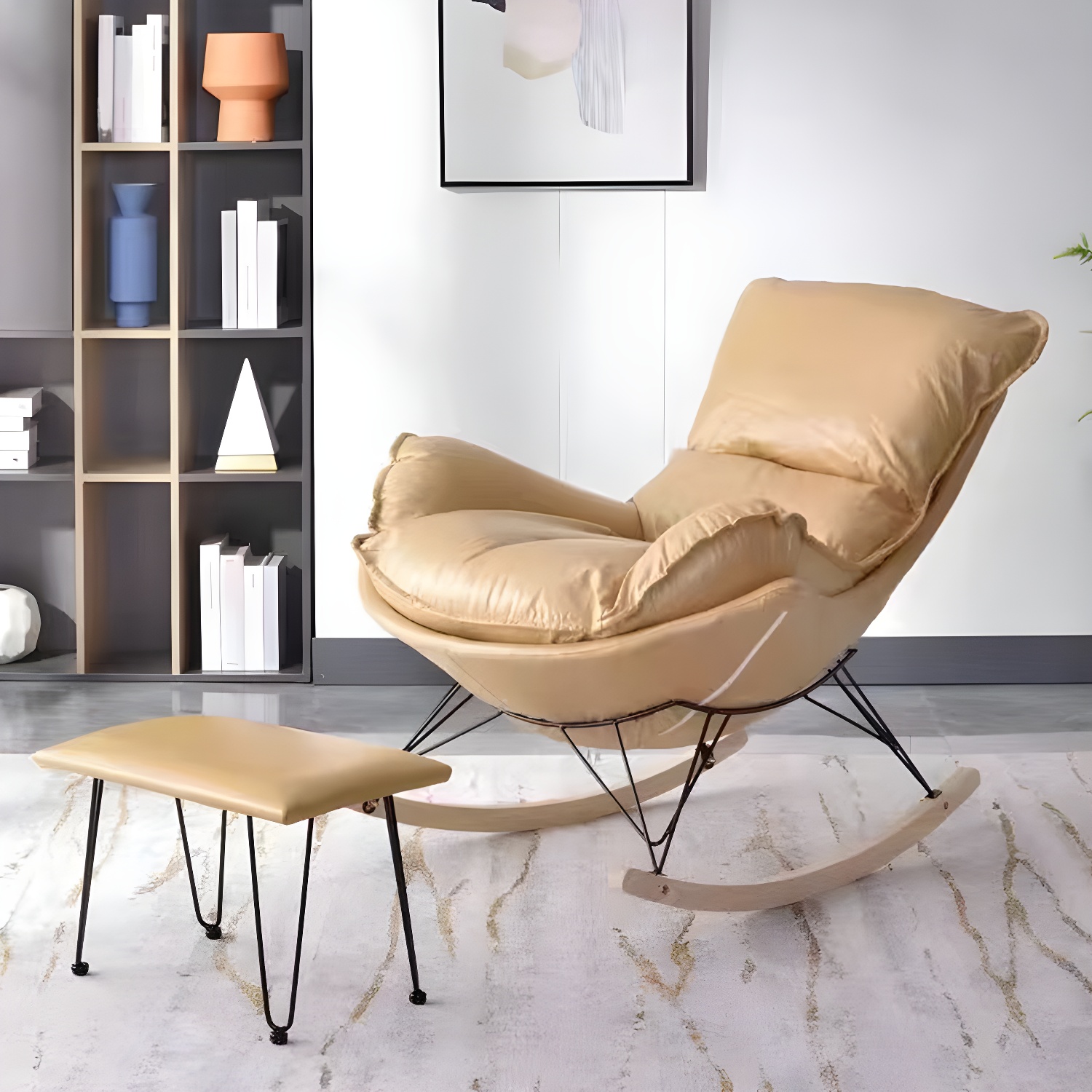 Contemporary Simple Style Rocking Chair Single Indoor Sofa Rocking Chair for Break - image 5