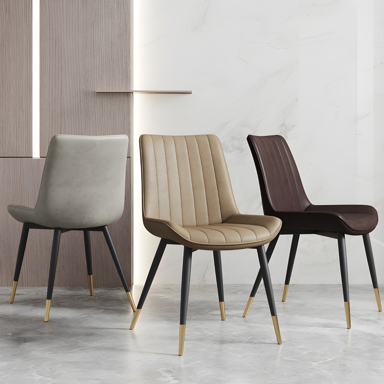 Scandinavian Study Room Leather Side Chair Matte Finish Parsons Dining Chairs - image 8