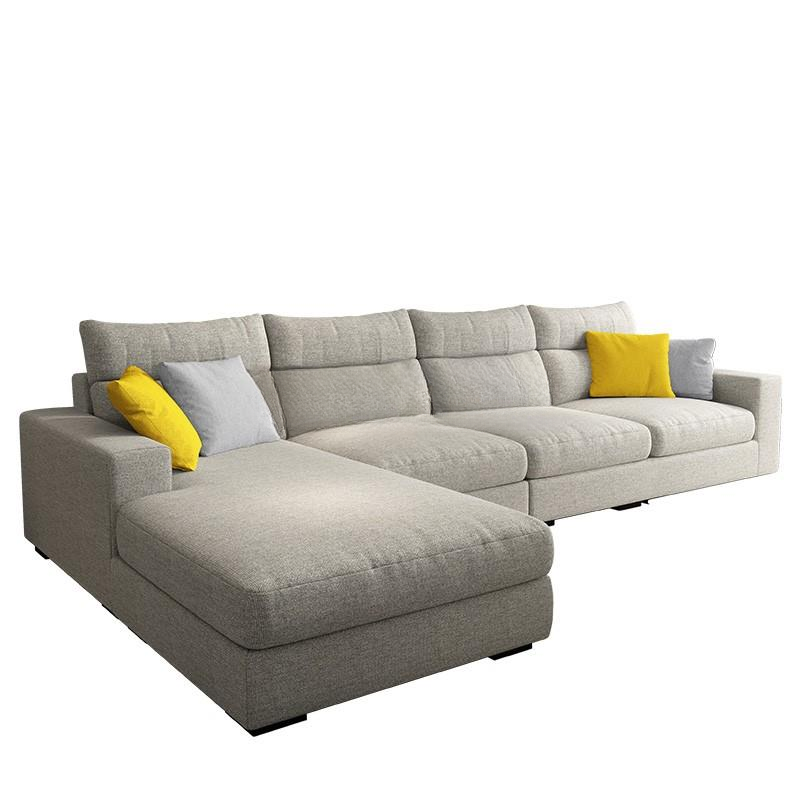 L-Shape Sofa Chaise with Pillow Back, Azure/Cream Upholstery, Square Arm, Slipcover, and 1 Chaise - image 6