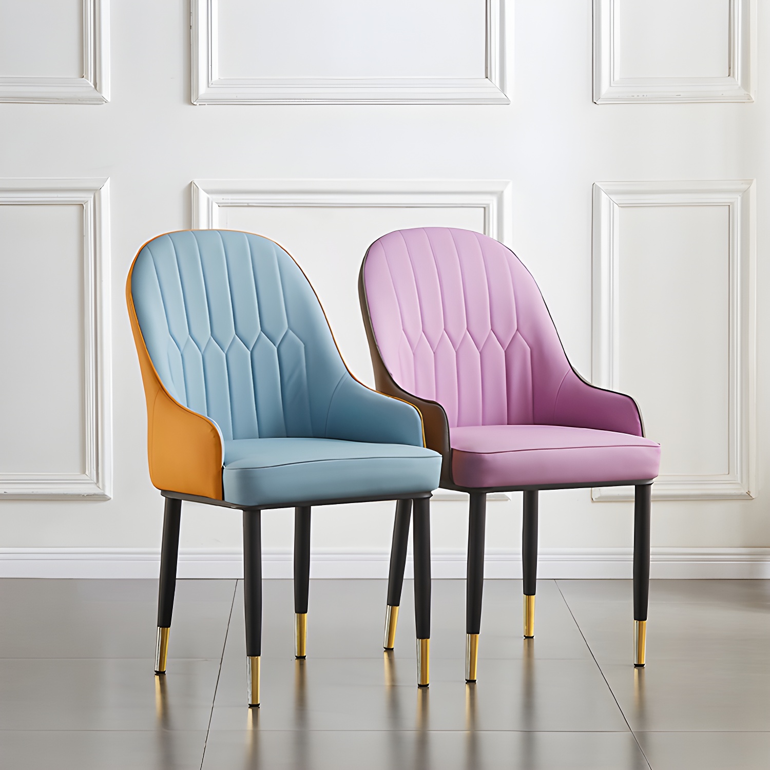 Contemporary Metal Dining Room Chairs Upholstered Dining Armchairs for Home Use - image 21