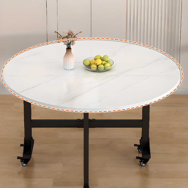 Modern Simple Style Circular Dining Table with Lumber Top, Chalk Color, Pop Up Mechanism, Seats 2 to 6, and Collapsible - image 5