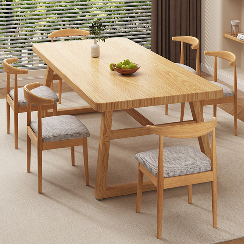 Rectangle Manufactured Wood Dining Table Set for 6/4 People with Padded Chairs, Back Support, and Brown Top - image 8