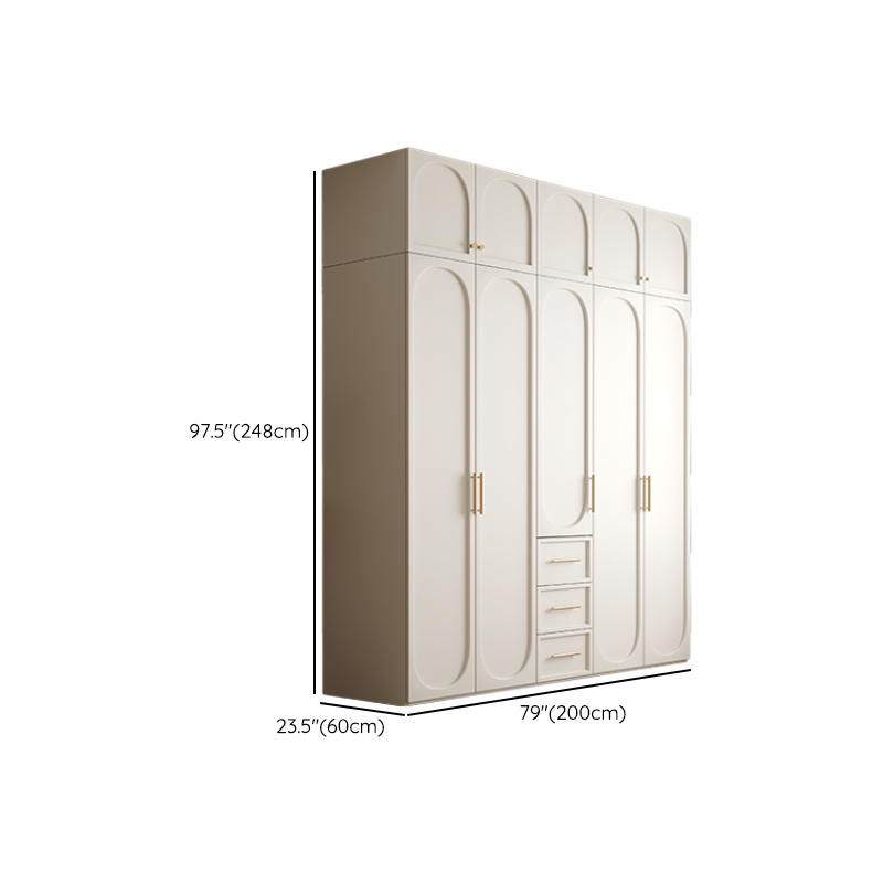 White Minimalist Manufactured Wood Wardrobe Closet with 3-Drawer, Soft Close Door, Interior Shelves, and Clothing Rod - image 20