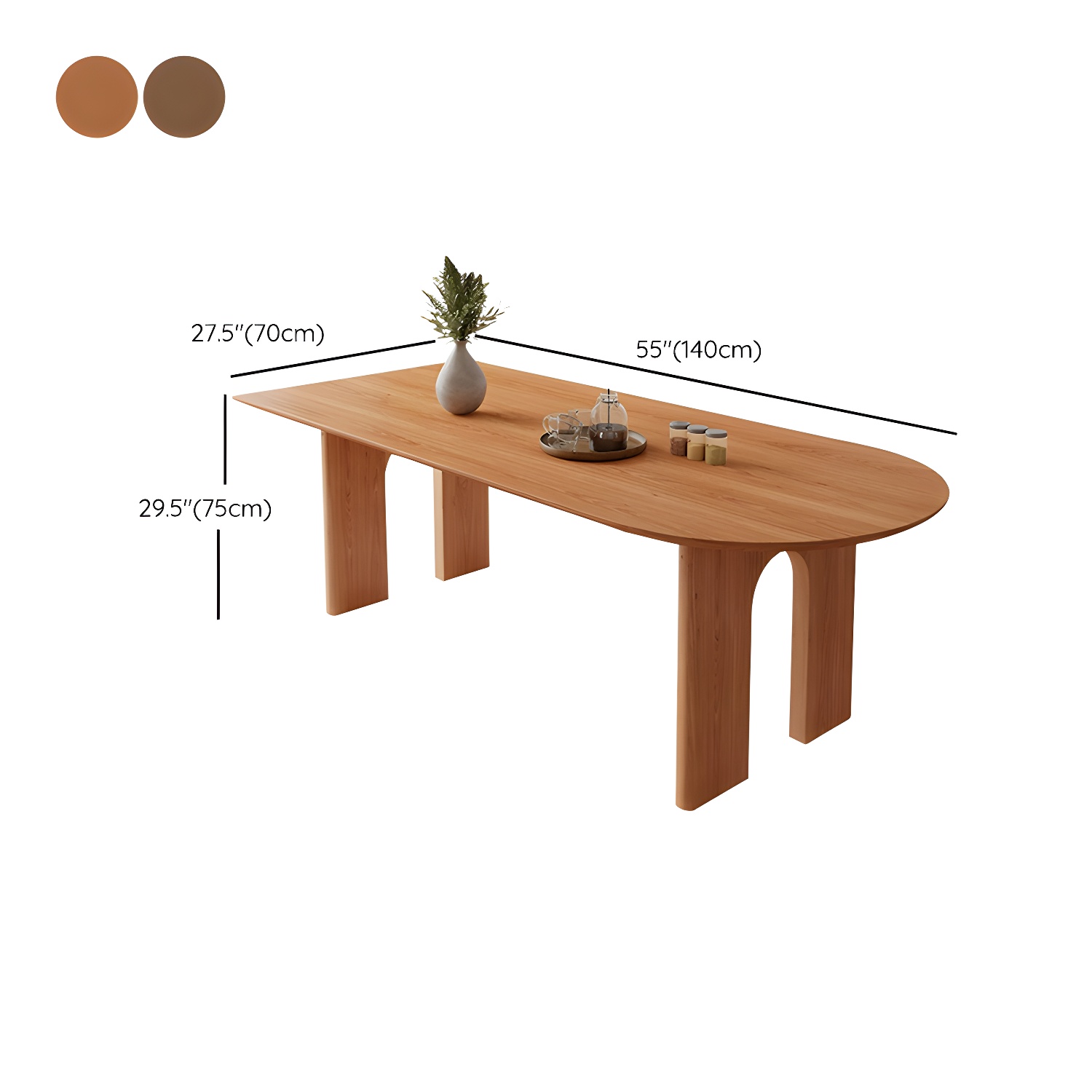 Scandinavian Wooden Oval Dining Table in Natural and Brown for Dining Room - image 16