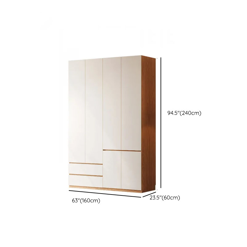 White Minimalist Manufactured Wood Wardrobe Closet with Soft Close Drawer, Soft Close Door, Interior Shelves, and Clothing Rod - image 13