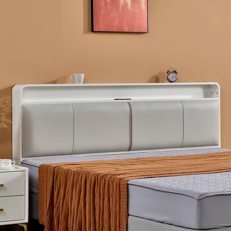 Simplistic Panel Headboard with Shelves, Rectangular Shape for Twin/Full/Twin XL Bed, Featuring Sponge Upholstery, Illumination Light, and Standard Height - image 6