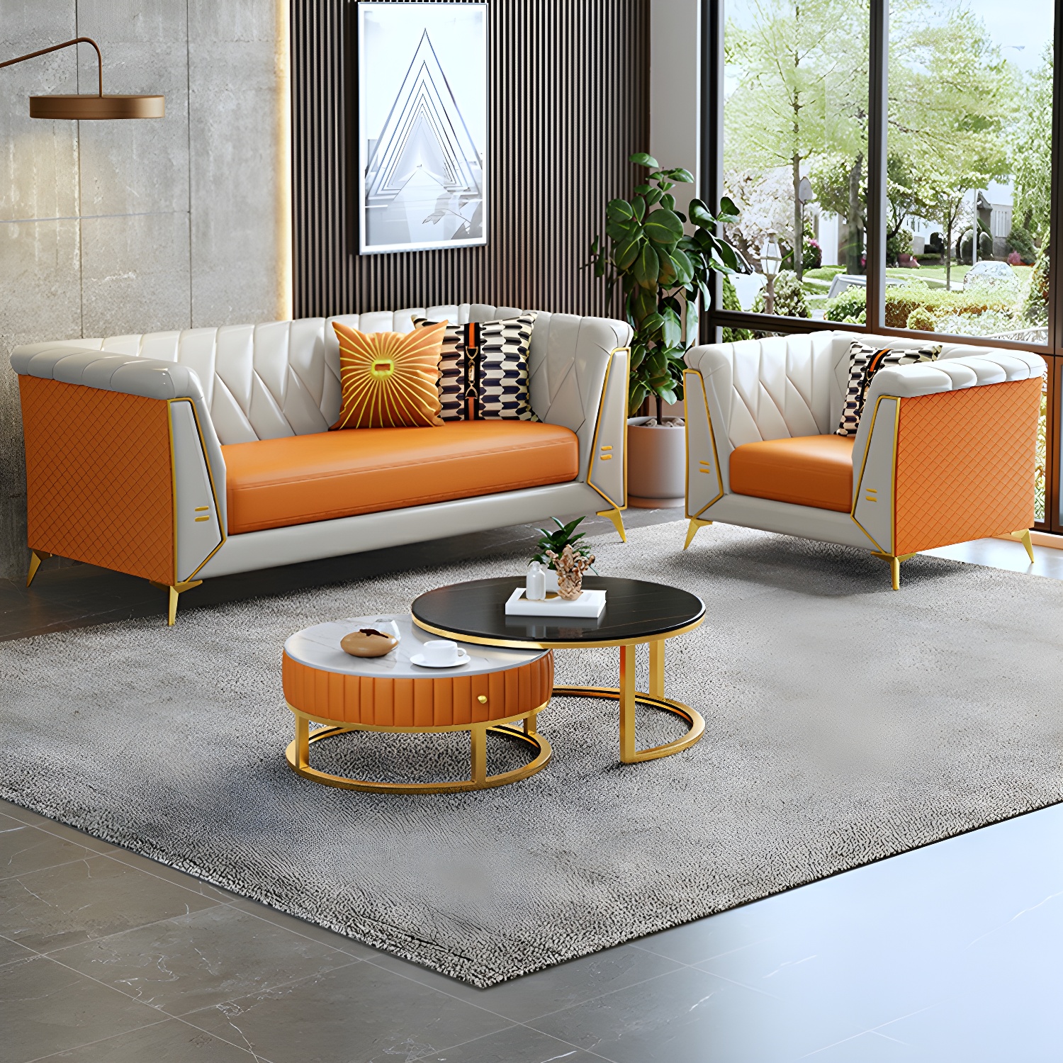 Glam Faux Leather Standard Sofa with Tuxedo Arms in Solid Color - image 15