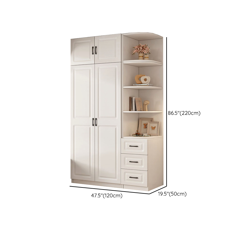 Casual Chalk Timber Wardrobe with Soft Close Drawer and Door, Interior Shelves, Hanging Rod - image 34