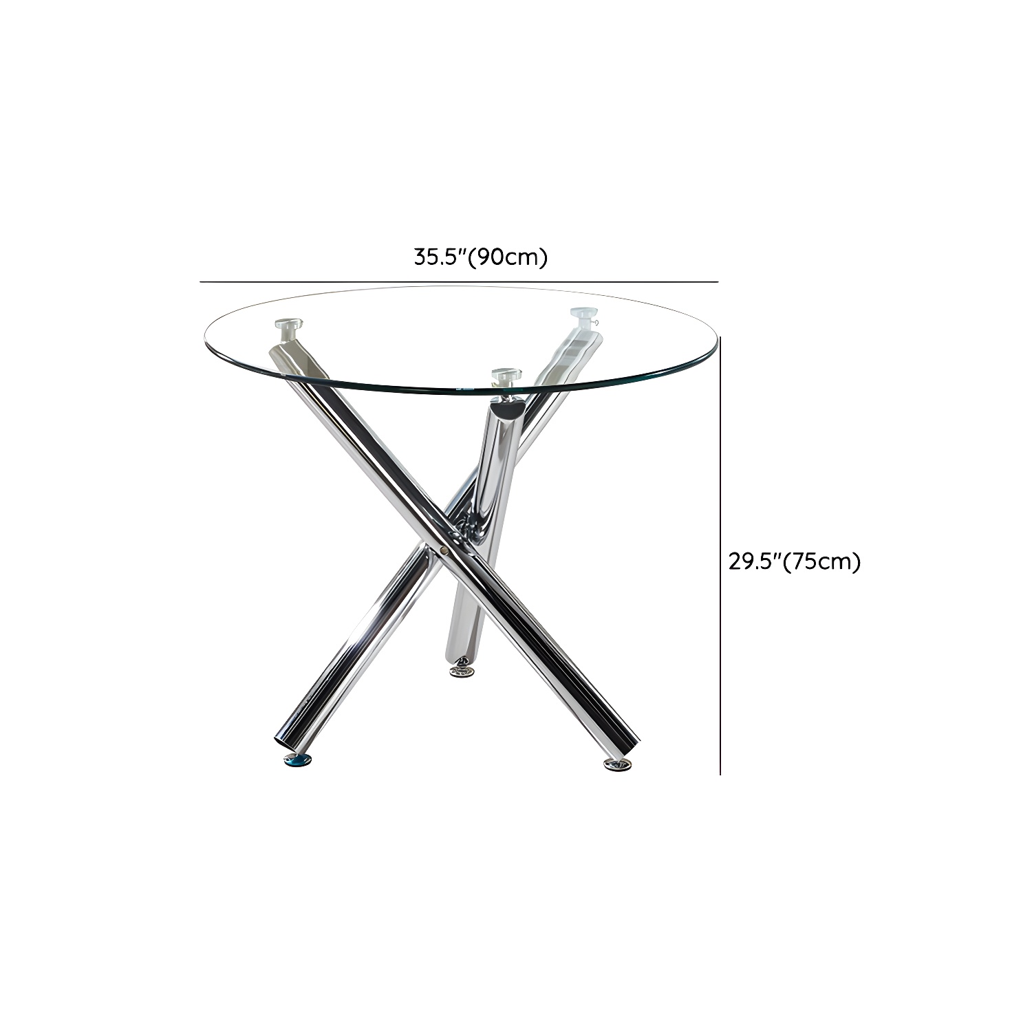 Modern Glass Round Dining Set with Three-Leg Metal Base - Clear, 36-inch Table - image 16