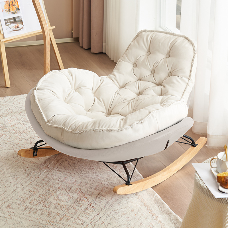 Modish Rocking Couch Chair with Spindle Back, Flannel Upholstery, Padded Design, Rear Support, and Stationary Base - image 5