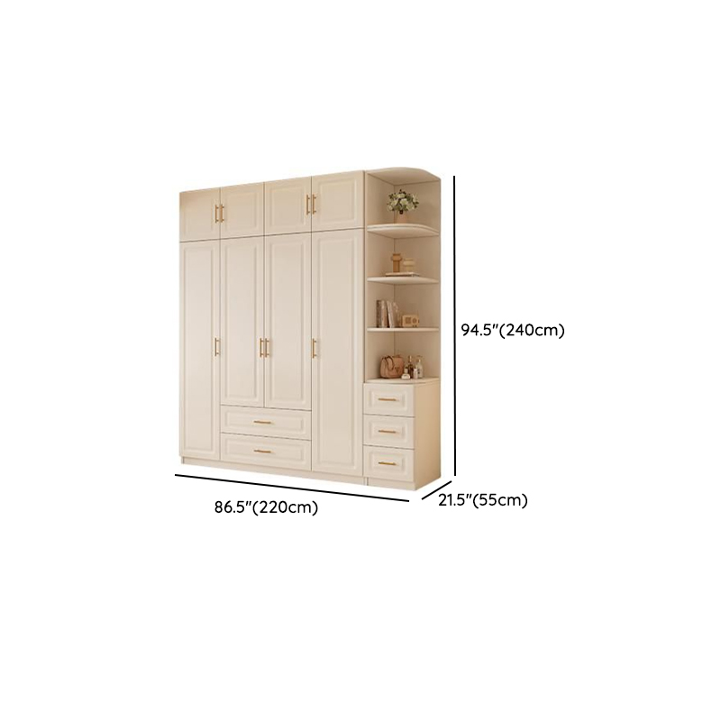 Chalk Modish Laminate Wardrobe Closet with Soft Close Drawer, Soft Close Door, Interior Shelves, and Clothing Rod - image 14