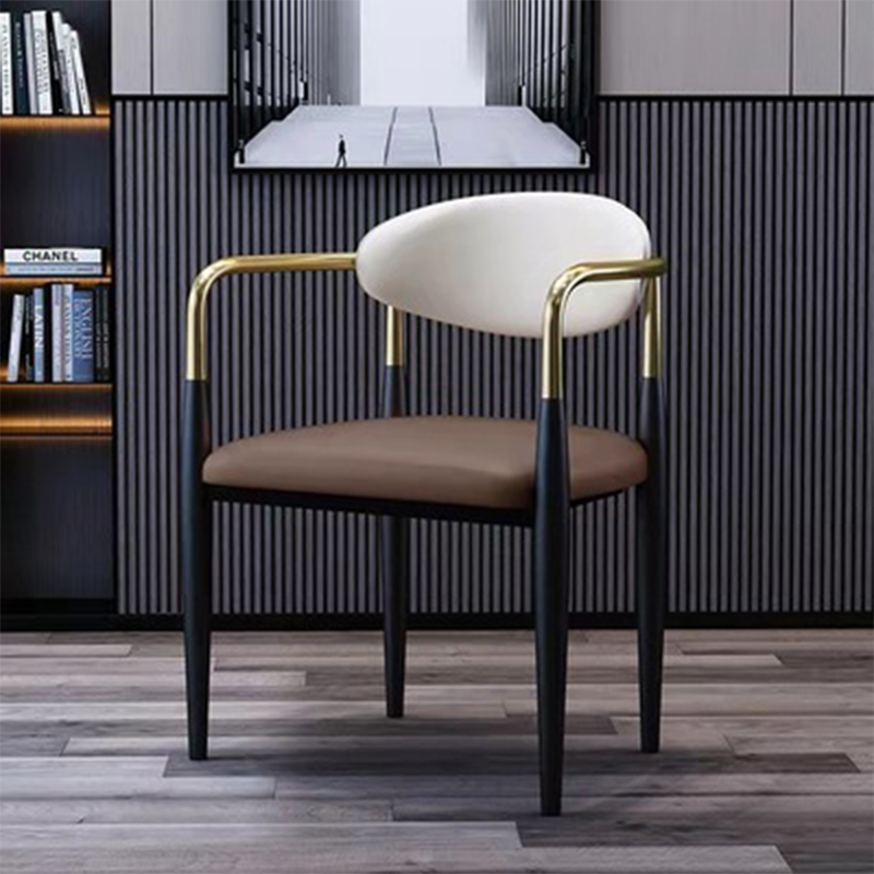 Faux Leather/Velour Upholstered Arm Chair with Arms and Black Legs in a Casual Style