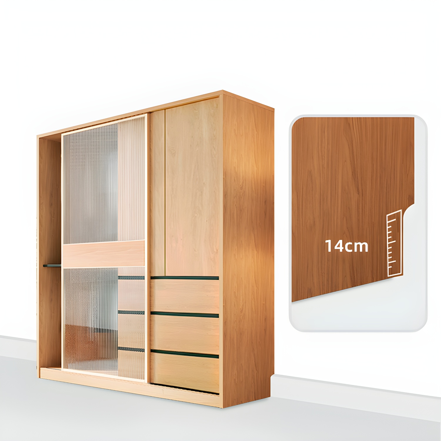 Engineered Wood Wardrobe Armoire with Drawer Modern Wardrobe Closet - image 8