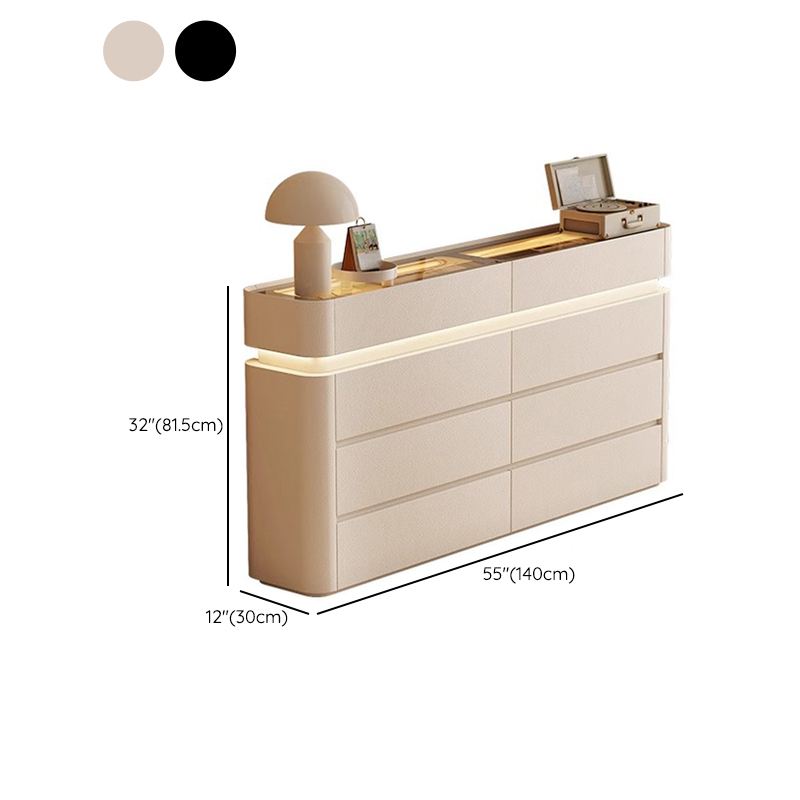 Simplistic Hardwood Double Dresser with 8 Horizontal Drawers and LED Lights - image 15