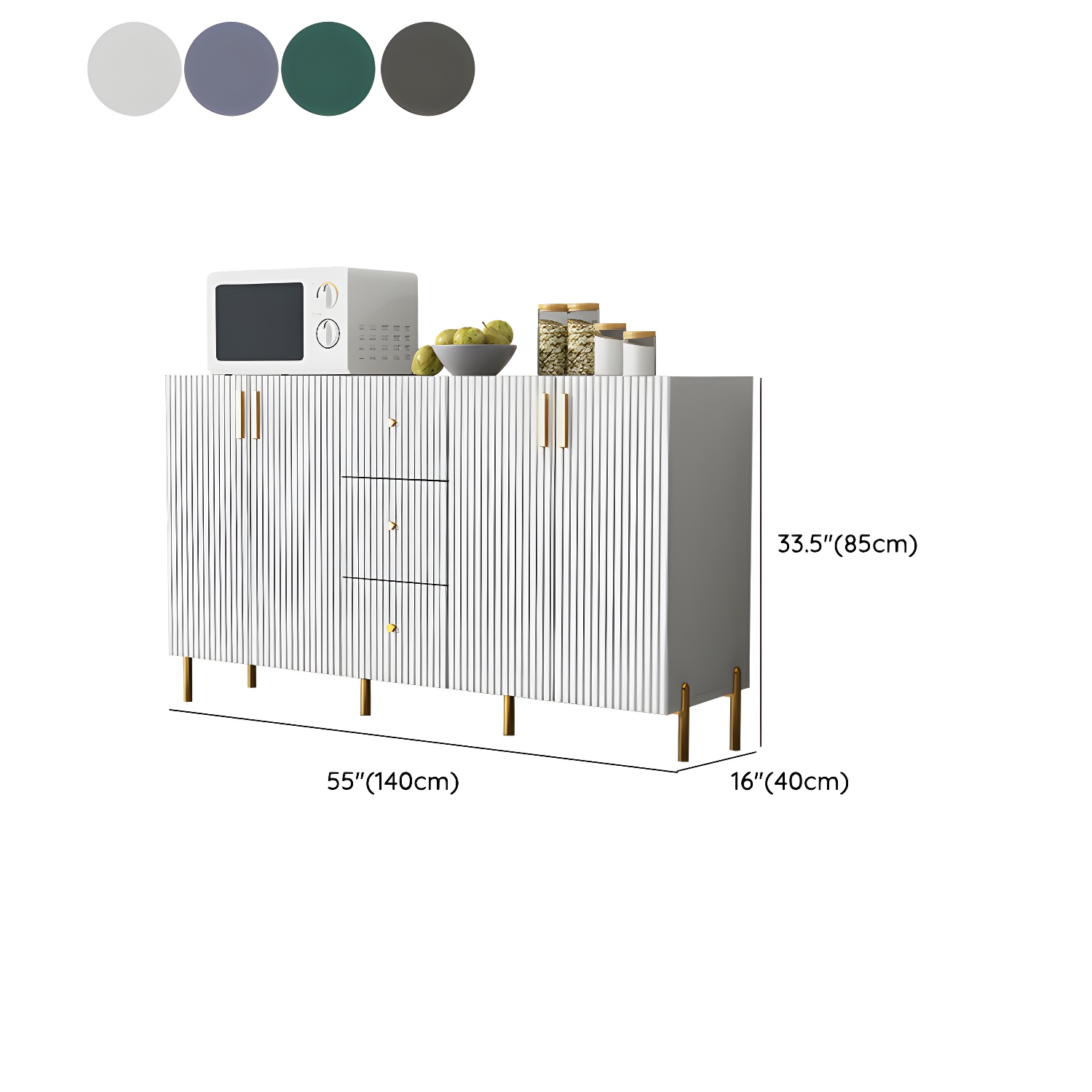 Living Room Glam Faux Wood Sideboard with Shelves and 3 Drawers - image 21